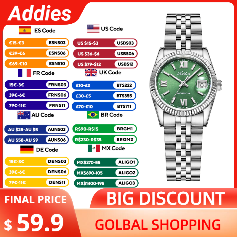 Stainless Bracelet Diver - Reloj de lujo Addies de alta