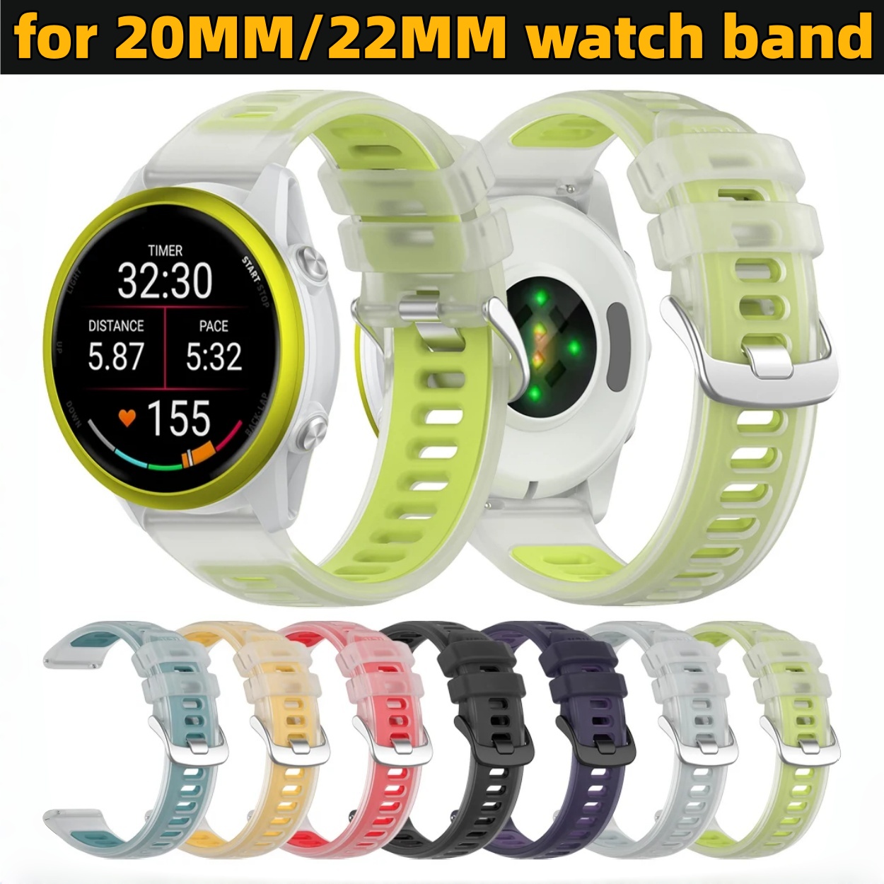 Silicone Watch Band 22Mm - Correa de silicona transparente de dos