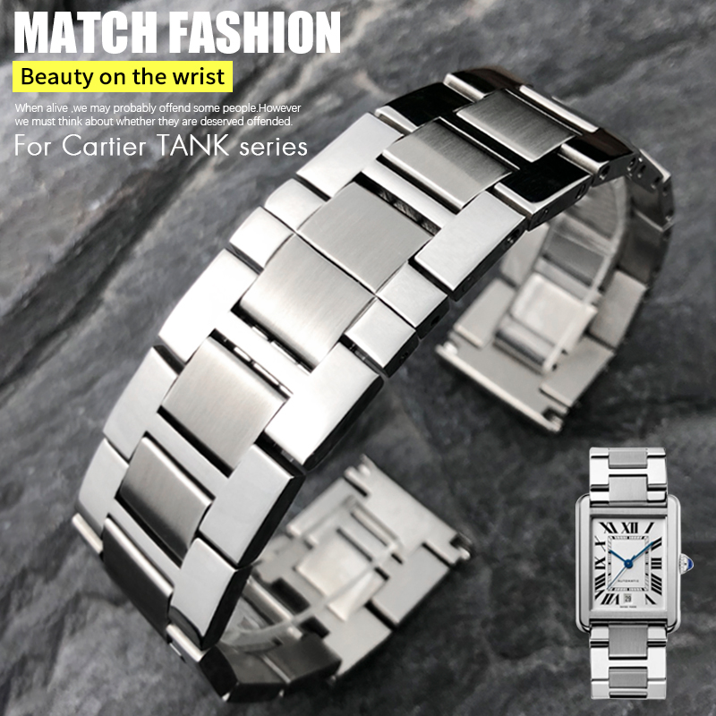Correa de reloj fina de acero  - Cartier Watch Santos reseña y precio